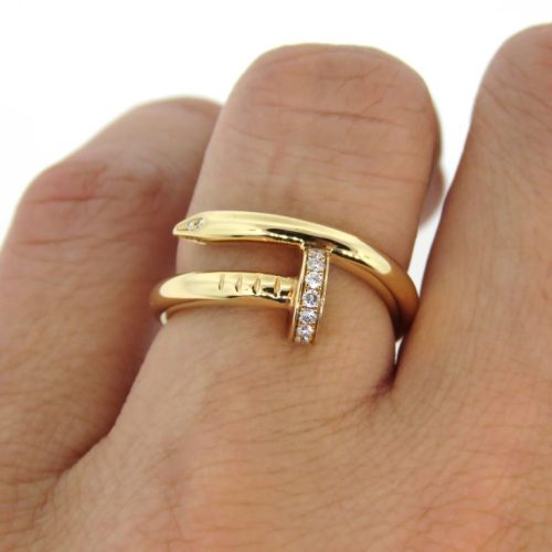 Cartier Juste Un Clou Pink Gold Full Diamond Double Nail Ring photo review