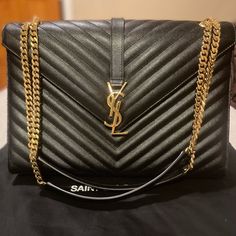 Yves Saint Laurent Classic Large Monogramme Satchel In Black Lambskin Matelasse Leather photo review