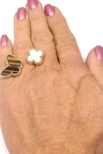 Van Cleef Arpels Luck Alhambra Between The Finger Ring Pink Gold With White and Grey Mother Of Pearl photo review