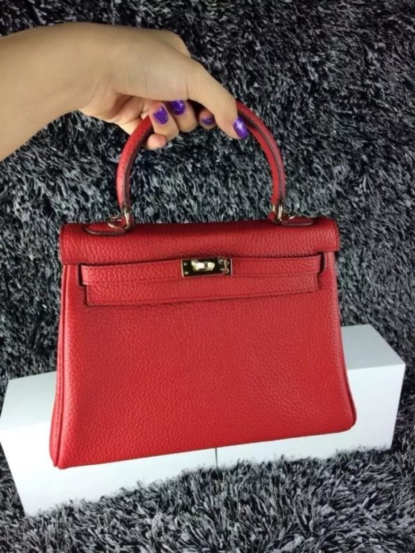 Hermes Kelly 25cm Togo Leather Red Gold