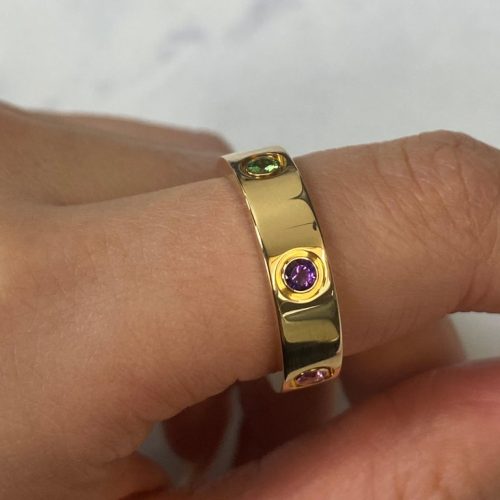 Cartier Love Ring Pink Gold Sapphires Garnets Amethyst B4087800 photo review