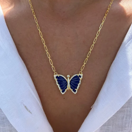 Van Cleef Arpels Two Butterfly Necklace/Earrings/Ring Yellow Gold with Diamonds and Lapis Lazuli photo review