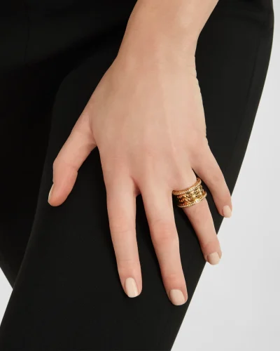 2020 New B.zero1 Rock 2-Band Ring in 18kt Yellow Gold with Studded Spiral and Pave Diamonds on the Edges photo review