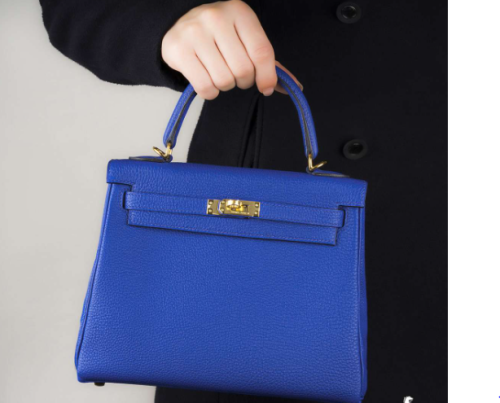 Hermes Kelly 25cm Togo Leather Blue Gold photo review