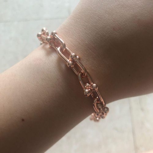 2020 Hot Selling Tiffany Harddwear18k Rose Gold Link Bracelet For Ladies Price List Online Replica Popular Jewellery photo review